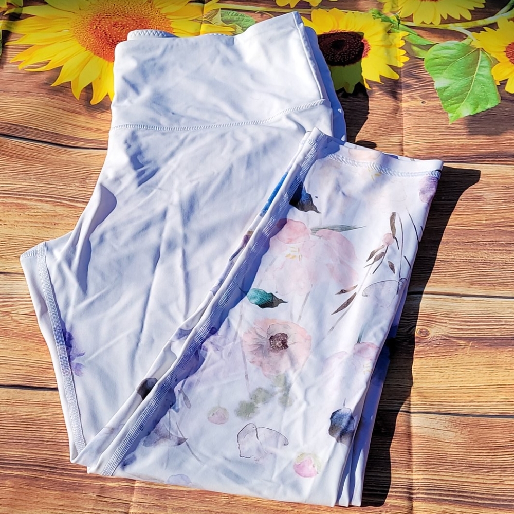 VS Leggings White with Floral Pattern